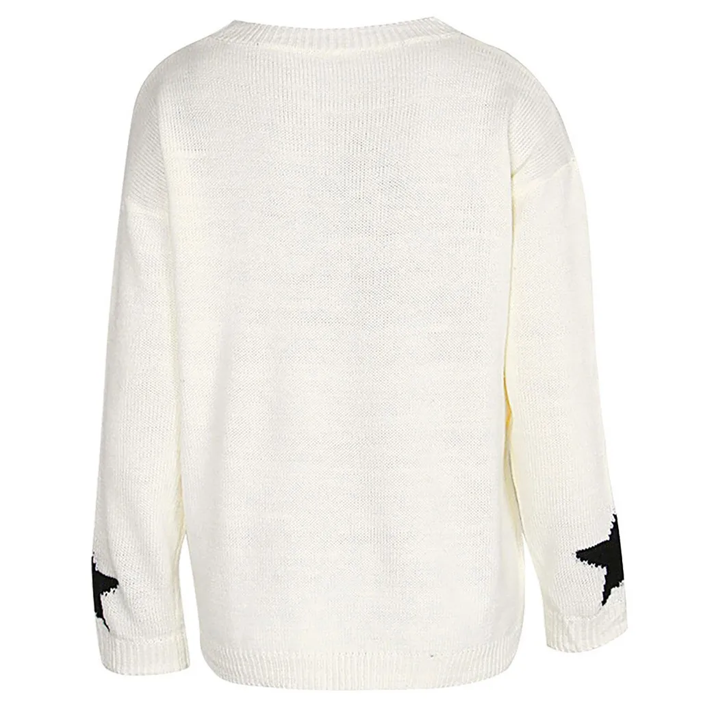 Осень/Зима Hong Kong стильный свитер женский пуловер свободный ретро мохнатая пятиконечная звезда вязаный свитер женский A30827