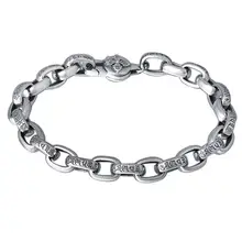 Настоящее серебро 925 пробы, ювелирные изделия из серебра для мужчин и женщин, шесть слов, пряжка мантра, ретро браслет S925