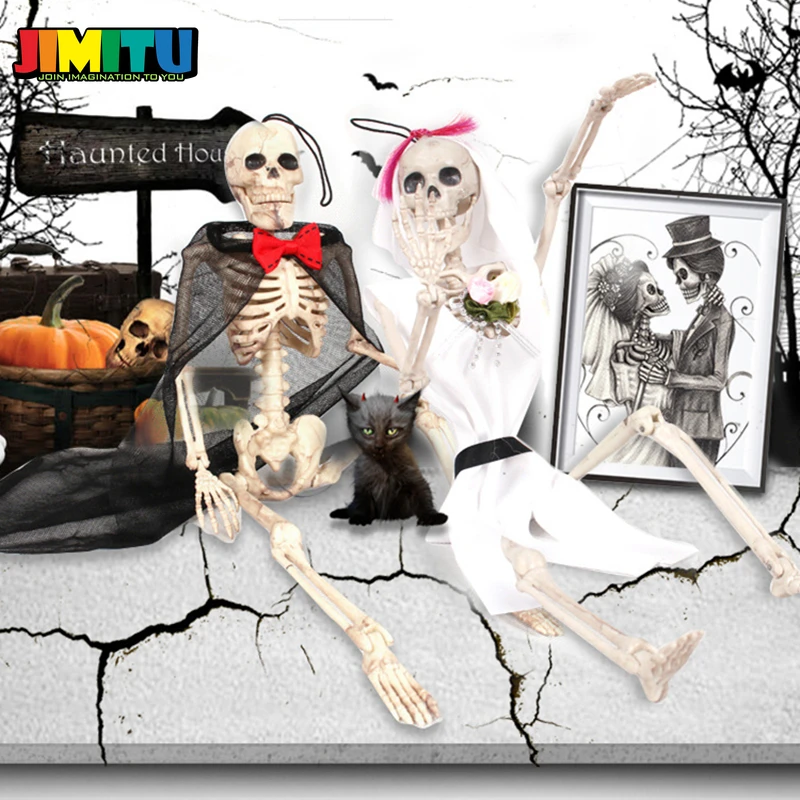 Funny Toy Halloween Skeleton Bride and Groom Plastic Lifelike Human Bones Skull Figurine for Decoration Horror | Игрушки и хобби