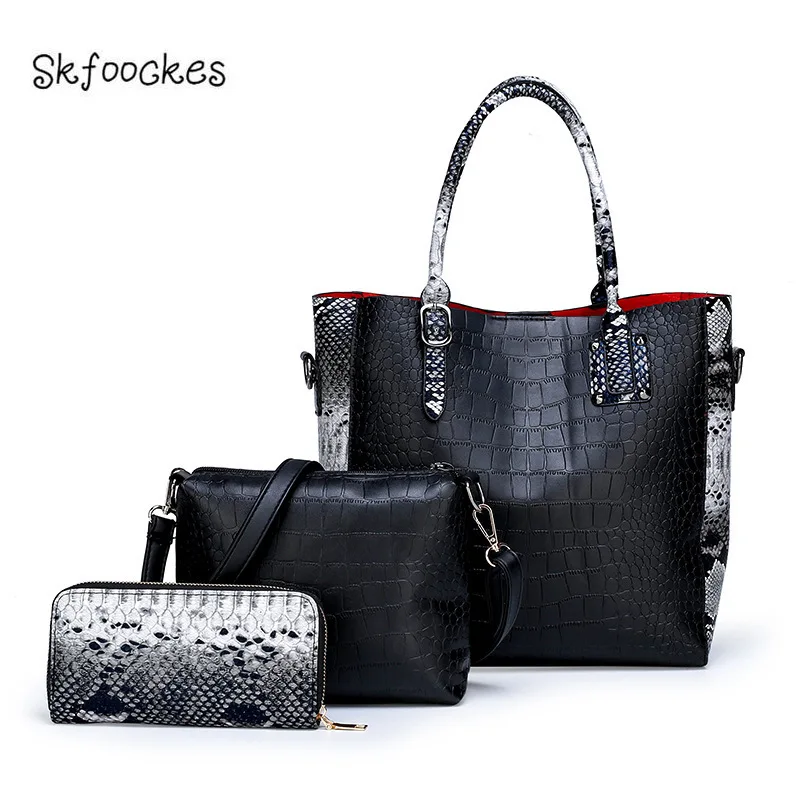 Женская сумка тройка Skfoockes из искусственной кожи Корейская ведро тисненой