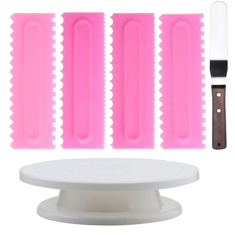 Cake Shop Double Pattern Scraper Knife Decorating Tools Pastry Spatula Smoother Set DIY Kitchen Baking For Confectionery | Дом и сад