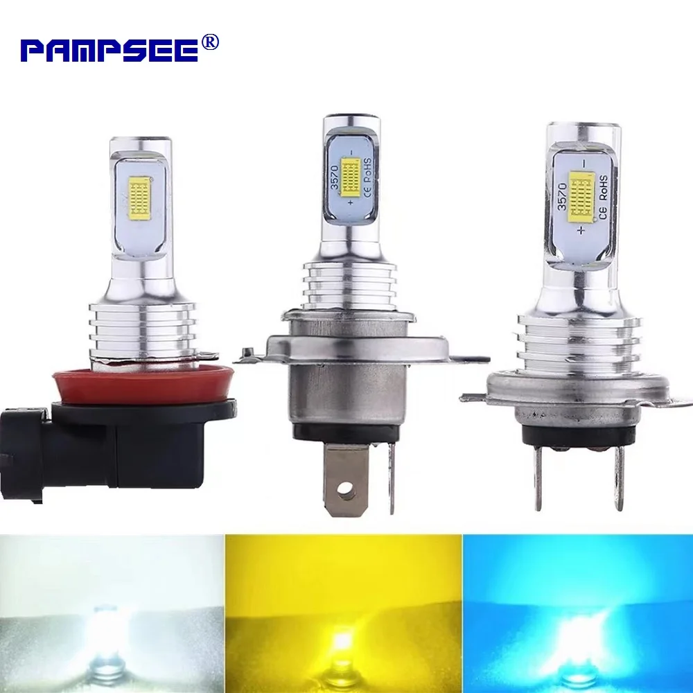 

PAMPSEE LED CSP Mini H7 LED Lamps Car Headlight Bulbs H4 led H8 H11 H6 Fog Light HB3 9005 HB4 Ice Blue 6000K 3000K Auto 12V 3570