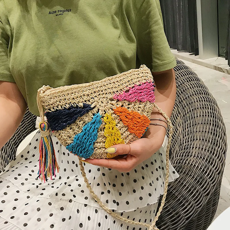 

2019 Summer New Style Korean-style Ethnic-Style Solid Color Shoulder Straw Bag Fashion And Personality Versatile Weaving Bag