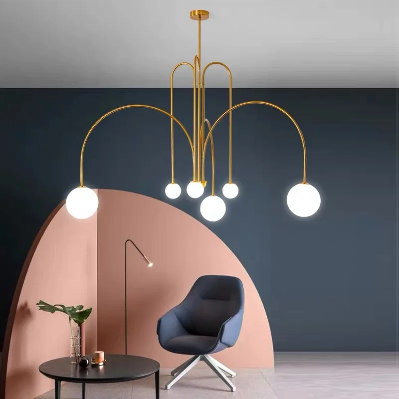 Nordic Minimalist Designer Line Chandelier Living Room Coffee Shop Hanglamp Loft Decor Luminaire Suspendu Hanging Light Fixture | Освещение