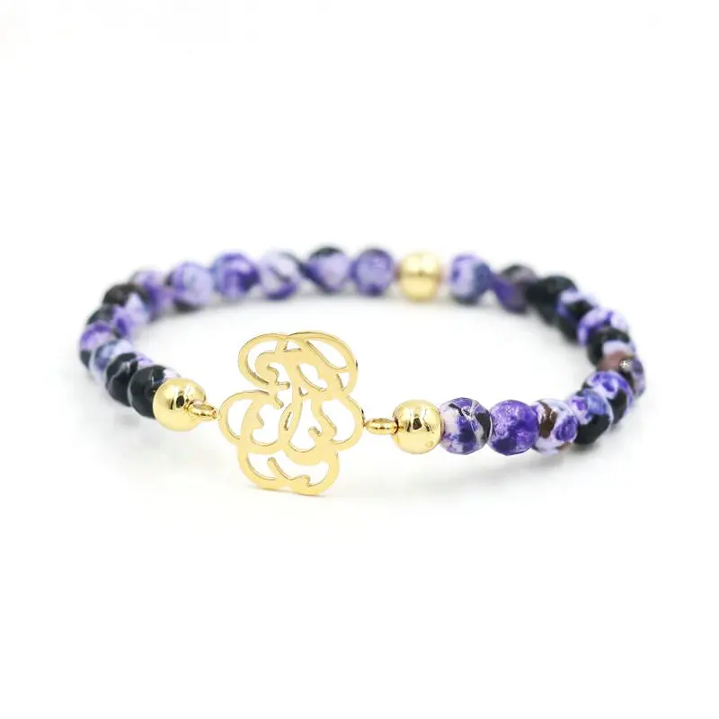 color purple Модные красочные блестящие амазонитовые полые браслеты из нержавеющей стали для мужчин, женщин, мальчиков, девочек, браслет чакра, ювелирные изделия на удачу - Окраска металла: color purple
