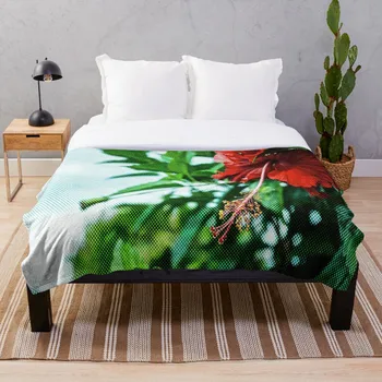 

Red Hibiscus Flower Throw Blanket Soft Sherpa Blanket Bed Sheet Single Knee Blanket Office Nap Blanket