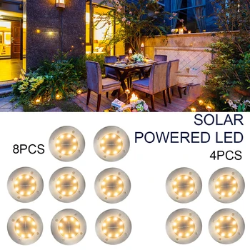 

8 LED Ground Light Solar Powered Garden Landscape Lawn Lamp Buried Light Outdoor Road Stairs Decking Light for Lawn Pathway