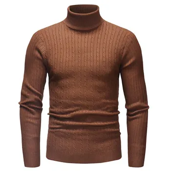 

Autumn Winter Men's Cotton Bottoming Sweater High Collar Long-sleeved Solid Color Slim Warm Sweater