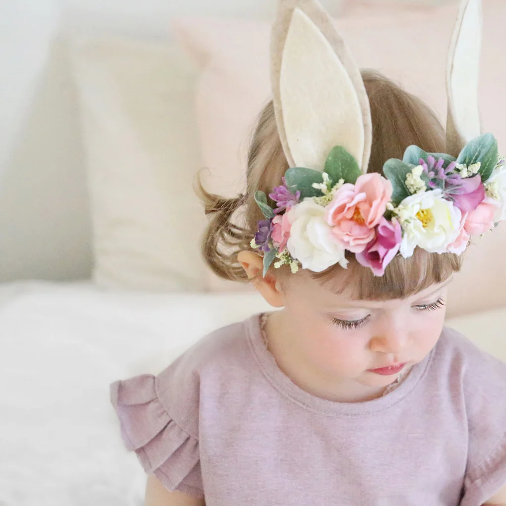 Diadema con rosas para bebé, diadema con Orejas de conejo para niños, fotos de accesorios para niñas, accesorios para el Corona Floral, diademas