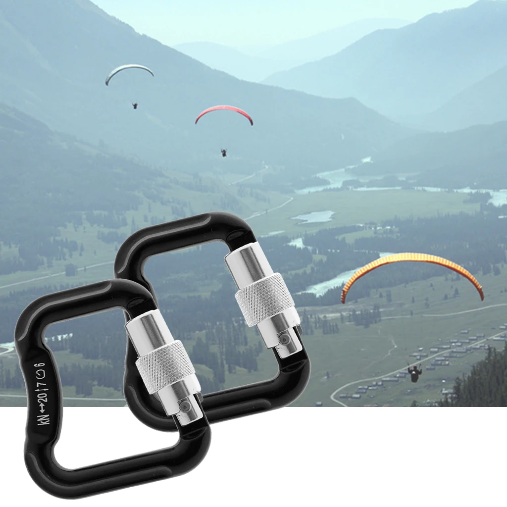 

2 Pieces / Set 20KN Abseiling Paragliding Paraglider Parachute Snap Auto Lock Carabiner Outdoor Tools