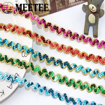 

11Meters Meetee 1cm Polyester Sequins Lace Trim Purl Lace Fabric DIY Handmade Stage Costume Hometextile Decoration Accessories