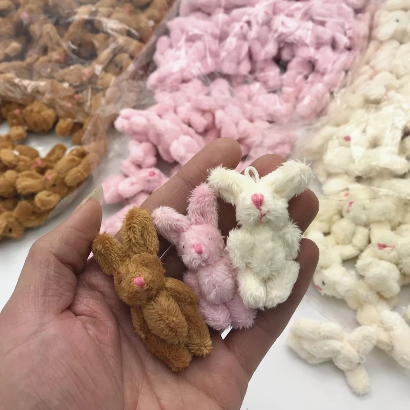 

5Pcs Soft Mini Joint Rabbit Pendant Plush Bunny For Key Chain Bouquet Toys For Children 6CM Doll DIY Ornaments Activity Gifts