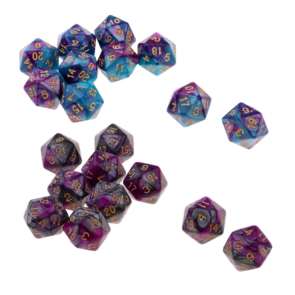 20pcs/set Plastic Polyhedral Dice D20 20mm Die for Drinking Game Accessory