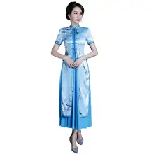 Китайское традиционное платье из искусственного шелка, Чонсам в народном стиле, 2 цвета