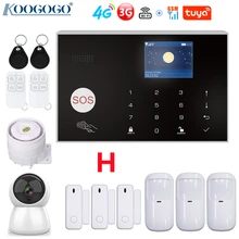 Système d'alarme de sécurité domestique sans fil, wi fi, 4G/3G, GSM, avec application Tuya SmartLife, caméra IP, capteur de mouvement, Compatible avec Alexa et Google Home