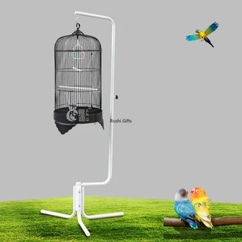 

Metal Bird House with Adjustable Height Sling Rack Dome Parrot Cage Hanging Shells Wild Bird House Outdoor Hanging Decoration