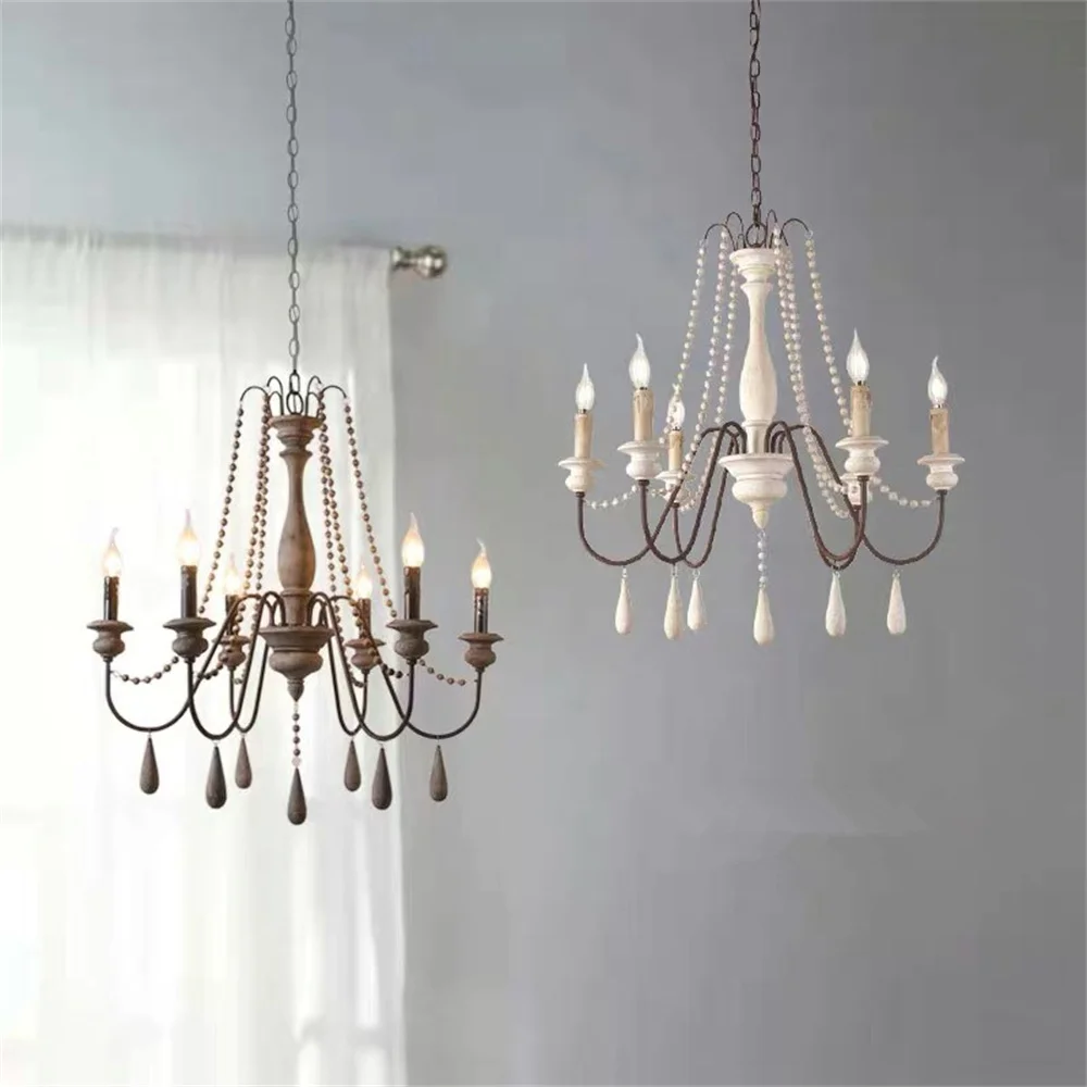 

French Rural Retro 6-12 Heads Chandelier dining room lamp shop Creative American bedroom Mediterranean Iron living room Lamps