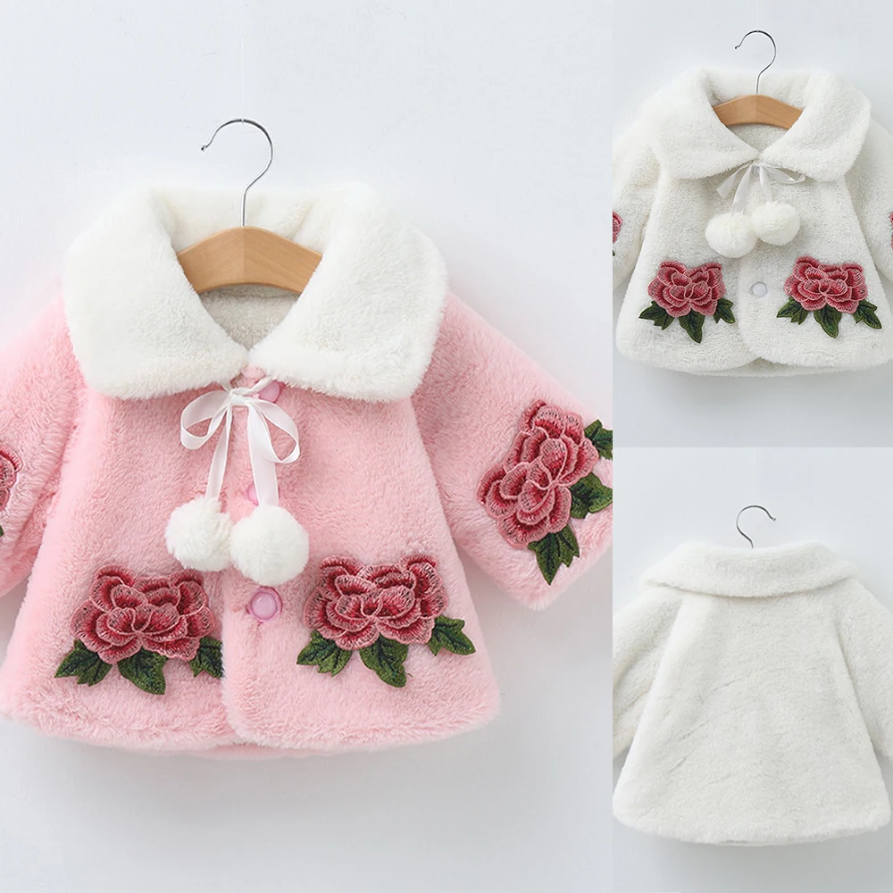 Зимнее розовое платье принцессы из искусственного меха с короткими рукавами для девочек пальто с шалью пальто-накидка с рукавами реглан и отложным воротником для девочек D30