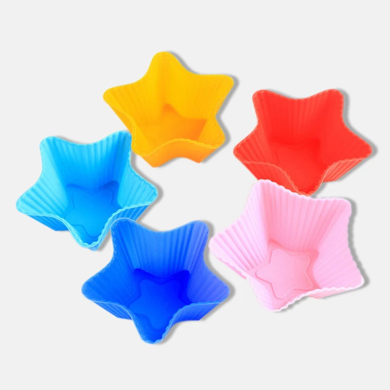 star6pcs Силиконовые формы 6 шт. капкейк сердечко силиконовый для торта, мыла прессформы выпечки с антипригарным покрытием и Термостойкое многоразовые силиконовые формы для выпечки - Цвет: star6pcs