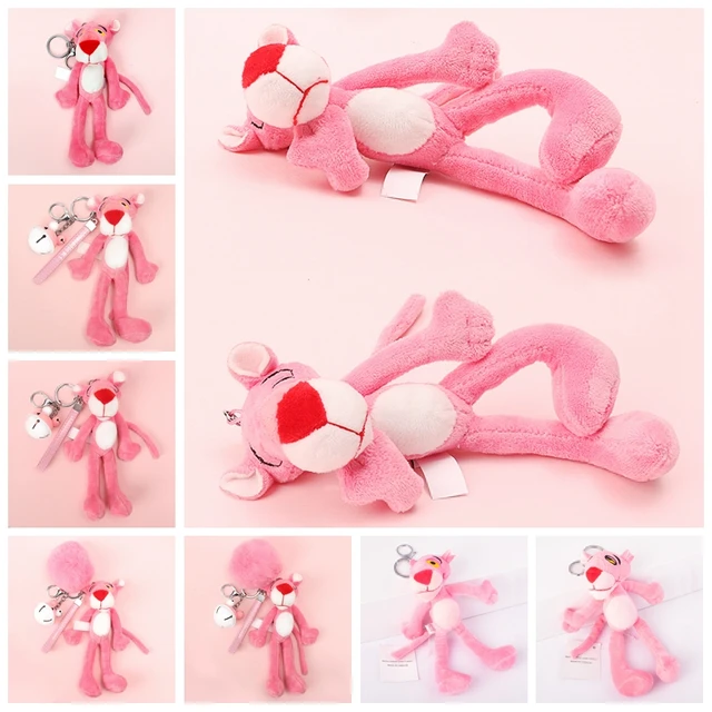 Naughty Leopard Pink Panther Key Chain Plush Stuffed Toys Baby Kids Doll Brinquedos Christmas Gift For child 6