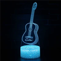 Acrylic Table Lamp Touch Remote Control 3D Bass Guitar 3