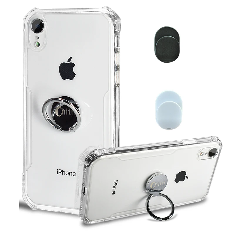 

Chitri iPhone Xr Clear Case, [SGS Drop Protective Certification] with Magnetic Ring Holder Stand Hard Back Slim Shockproof Cover