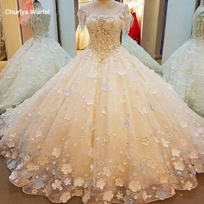 LS00024 свадебное платье с кружевом шикарное свадебное платье с шампанским с цветными 3D цветами короткое кистообразное втулочное бальное платье кружево свадебное платье настоящие фото