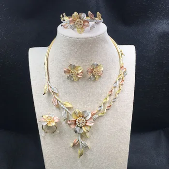 

Lanyika Jewelry Nobleness Trendy Peony Necklace with Earrings and Bangle and Ring Banquet Popular Best Gift