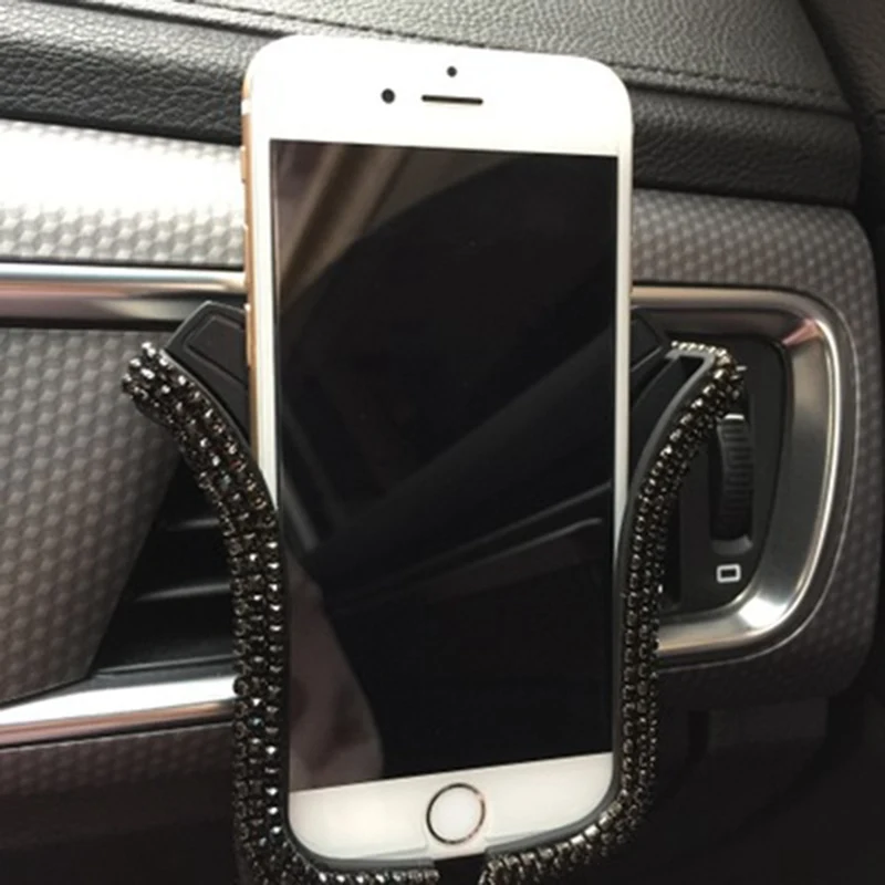 Универсальный автомобильный держатель для телефона Bling Crystal Rhinestone автомобильный воздушный отверстие u-образный держатель для мобильного телефона GPS Держатель с подставкой