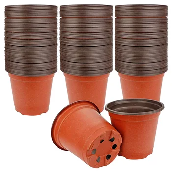 

100pcs Bicolor Flower Pot Simple Plastic Nursery Pots for Succulent Plants Seed Starting Pot FP8