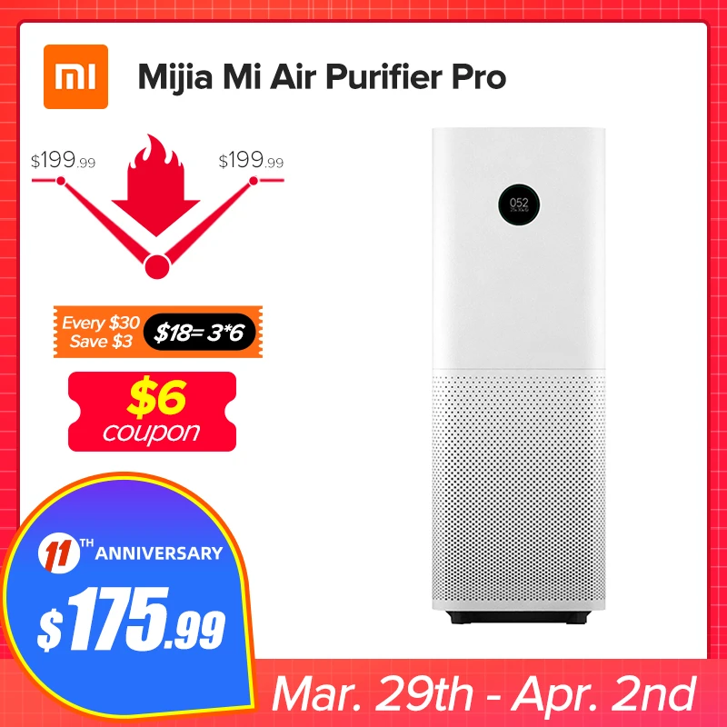 Xiaomi Air Purifier Pro Global Version Mijia Home Smart Control OLED Sterilizer Formaldehyde Smog With Laser Particle Sensor