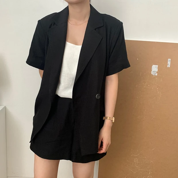 Mozuleva New Summer Women 2 Piece Sets Matching Wide Leg Short Pants Casual Cotton and Linen Pocket Lady Biker Shorts Suit 2020