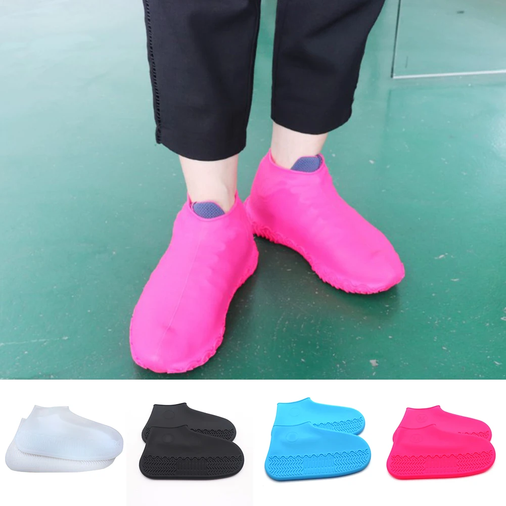 

2019 New Reusable Non-slip Rain Shoes Covers Waterproof Silicone Rubber Boots Shoe Cover Overshoes Unisex Solid Shoe Accessories