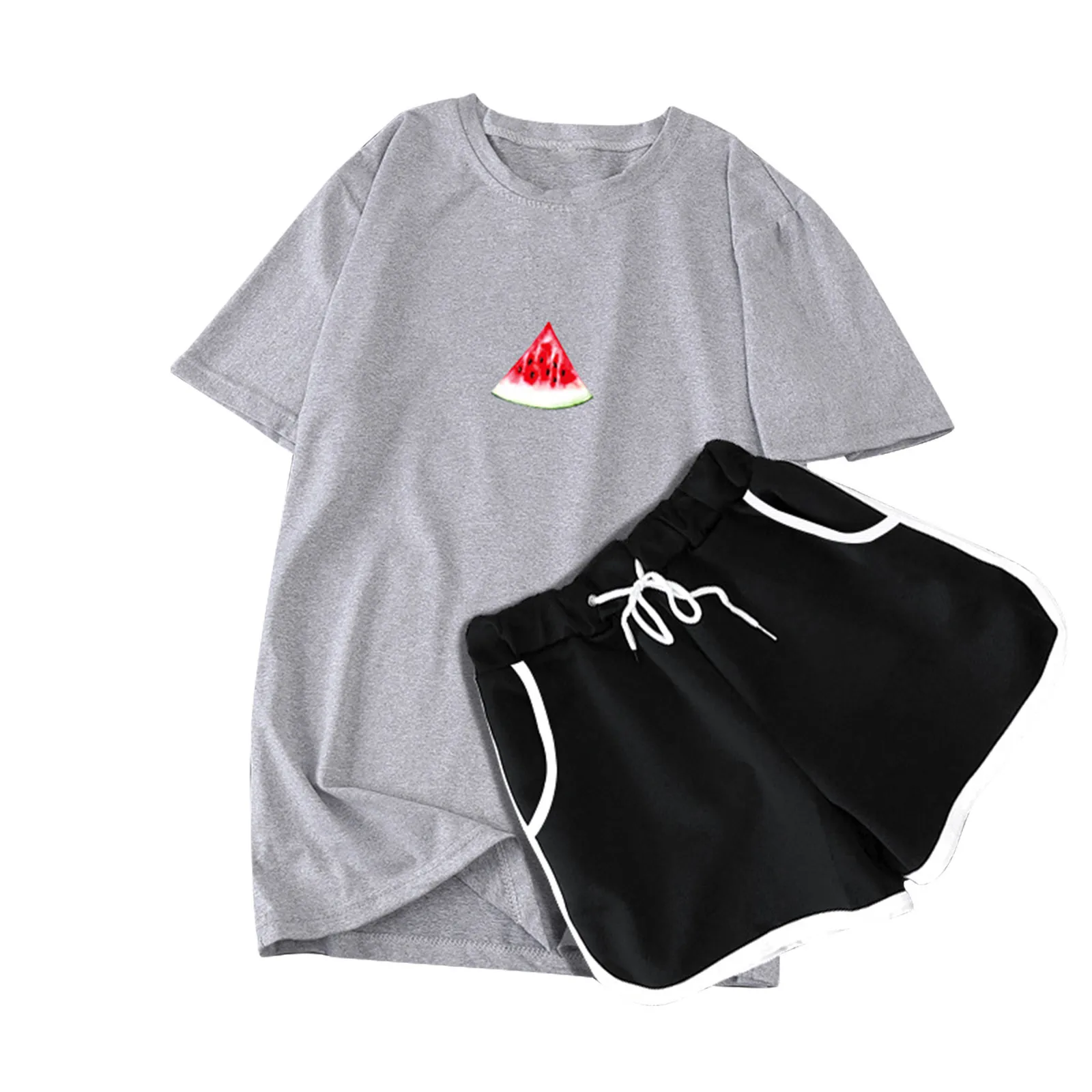 2021 Casual Women's Two Pieces of Sets Homewear T Shirt Shorts Set Streetwear Short Sleeve T Shirt Shorts conjunto femenino 2