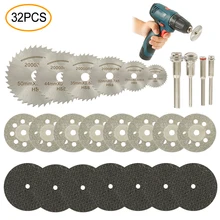 

30/31/32pcs Diamond Cutting Discs Saw Blades Sanding Grinding Wheel Woodworking Metal Dremel Mini Drill Rotary Tool Accessories