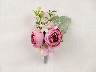 Corsage-1 YO CHO свадебный браслет-корсаж на запястье для подружек невесты, Шелковый розовый корсаж на запястье для подружек невесты и сестер, мужские бутоньерки с цветами - Цвет: Corsage-1