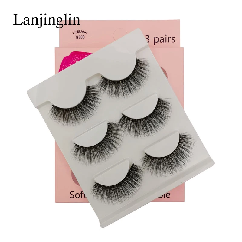LANJINGLIN 3/4 pairs mink eyelashes false lashes mink 3d fake eyelash extension make up cilios natural long cruelty free lash