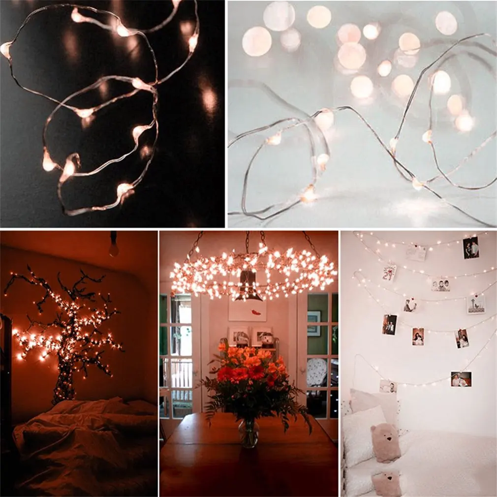 High Efficient 10M 100 LED 3AA Battery Silver Wire String Light Fairy Lamp Festival Party Indoor Outdoor Decorative Light