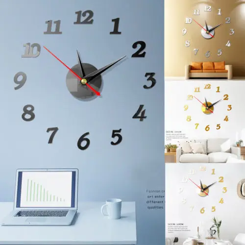 New Clock Watch Wall Clocks Horloge 3d Diy Acrylic Mirror Stickers Home Decoration Living Room Quartz Needle | Дом и сад