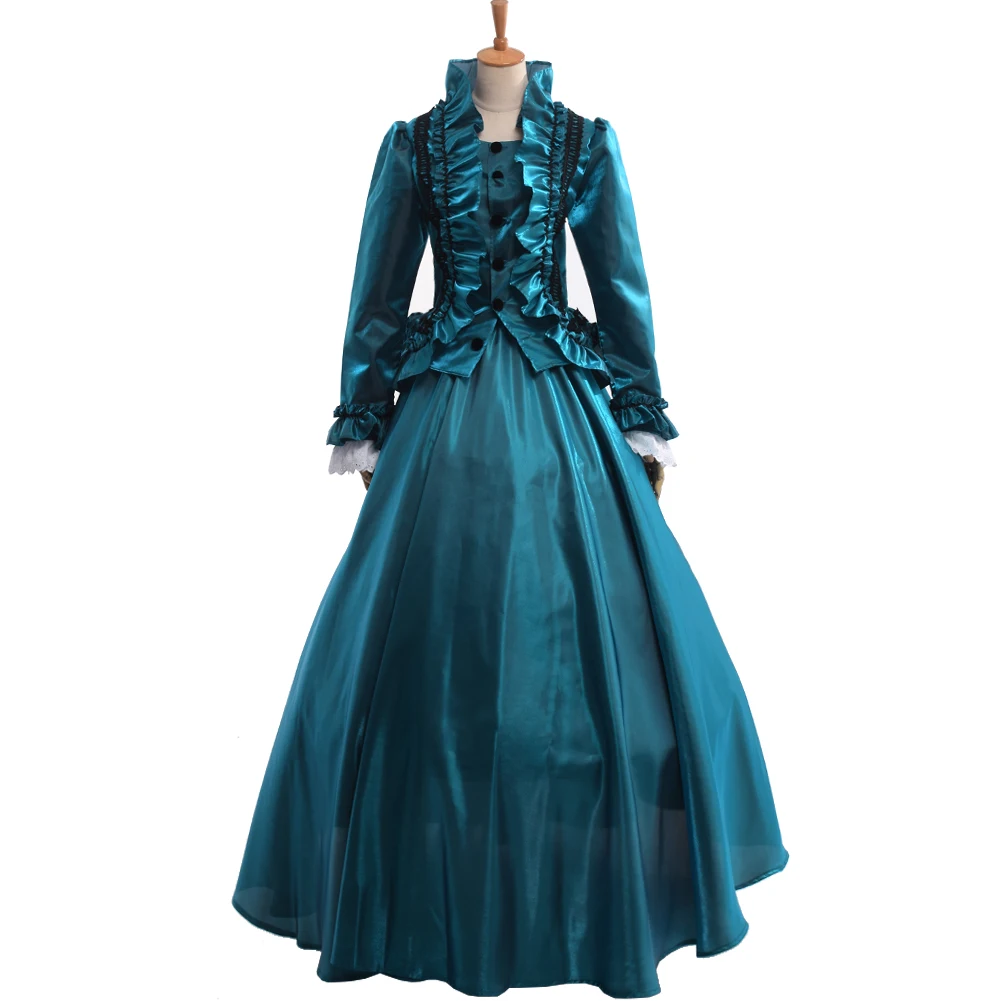 Женское бальное платье в викторианском стиле с длинным рукавом, вечерний костюм для косплея, винтажное средневековое готическое платье лолиты