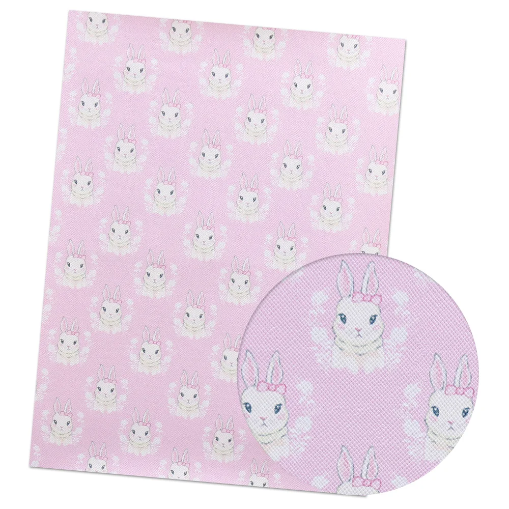 03 IBOWS 22*30cm 1pc Easter Faux Synthetic Leather Sheet Rabbit Egg Printed Fabric DIY Hair Bows Supplies Handmade Crafts Materials - Цвет: 03