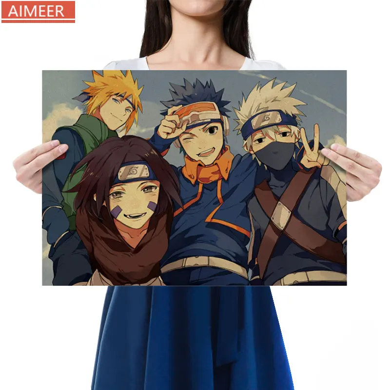 Ninja-29/Popular de Anime personajes colección clásico y nostálgico cartel Retro de Kraft Centro de pintura decorativa