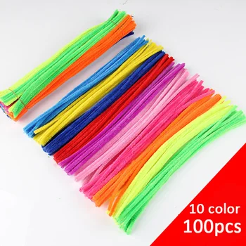 

100PCS 30cm Mix Color Pipe Cleaners DIY Material For Children Kids Handmade Play Toys Pink Blue Purple Chenille Pipe Cleaners