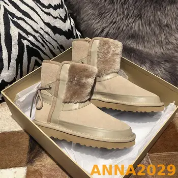 

Shearling Snow Boots Women Winter Botas Mujer 2020 Shoes Woman Flat Casual Buty Damskie Warm Ankle Boots Slip On Botas