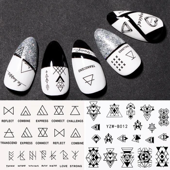 

1 Sheet Nail Water Decals Stickers Geometric Letter Patterns Transfer Stickers Wraps Nail Decoration