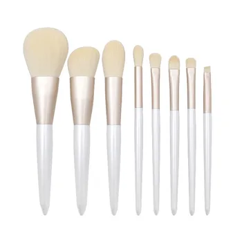 

High-end Pearl White Wooden Handle Makeup Brushes Sets 8 Pcs Foundation Powder Brush Eyeshadow Lip Concealer Make Up Brush#0408