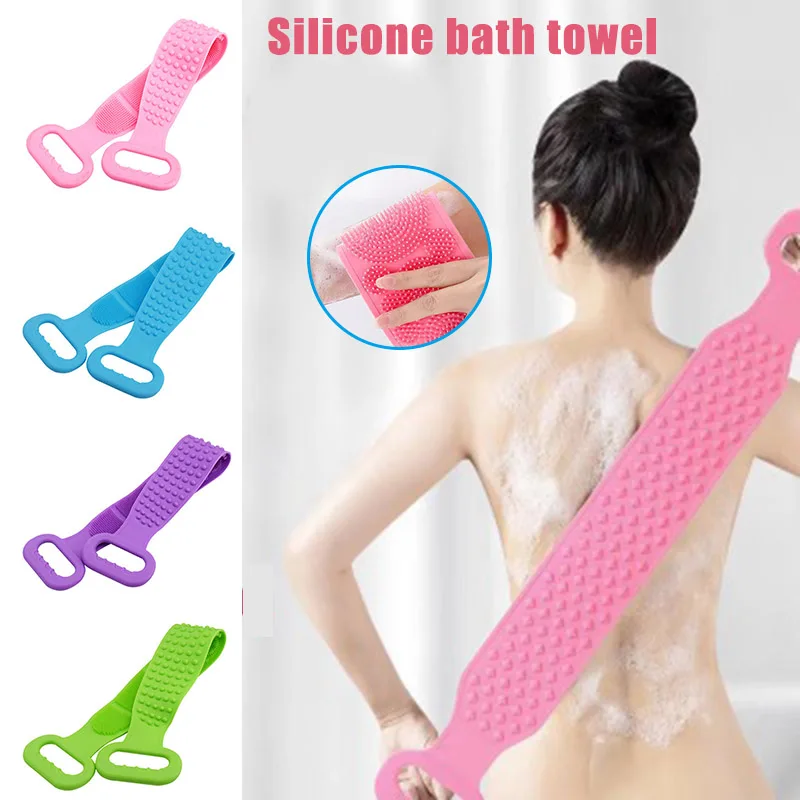 

Durable Silicone Bath Brush Exfoliation Bathroom Scrubber Lengthen Wear-Resistant Home Supplies Bath Accessories Shower Brush
