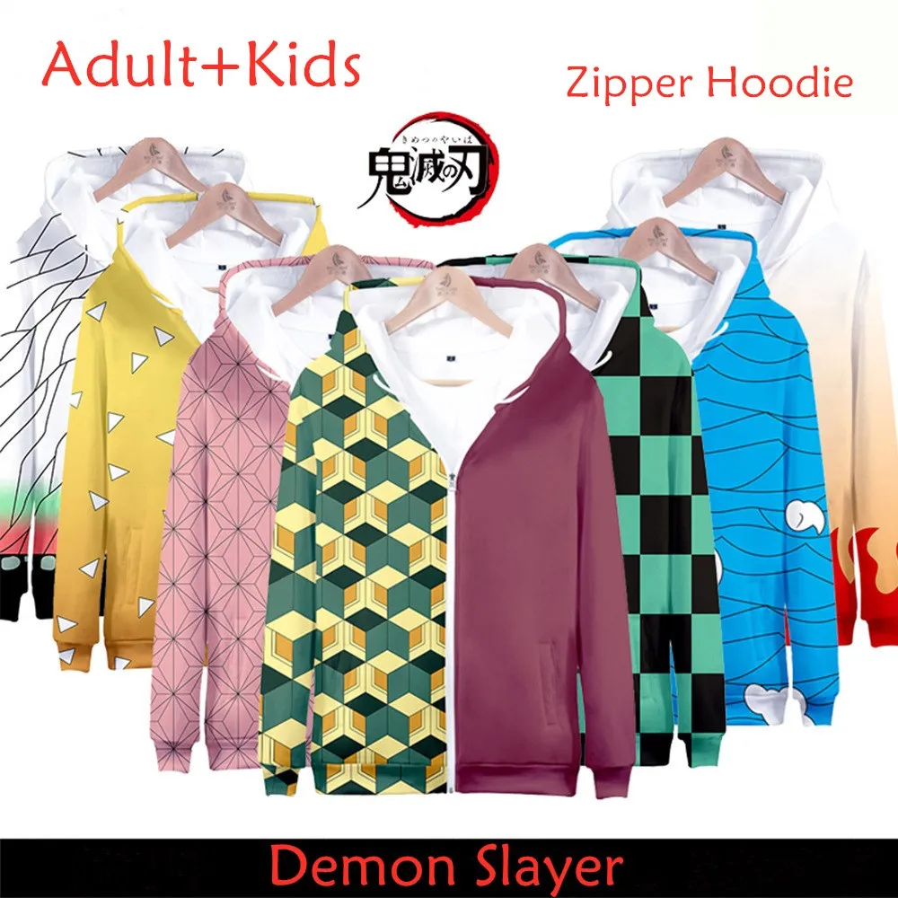 

Halloween Cosplay Costume Demon Slayer Zipper Hoodie Sweatshirt Long Sleeve Tops Tanjirou NezukoTomioka Giyuu Zenitsu Clothes