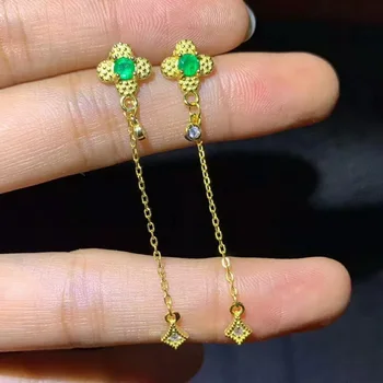 

video! Fidelity natural 3.5mm emerald drop earrings s925 sterling silver flowers fine jewelry for women Natural green gemstone