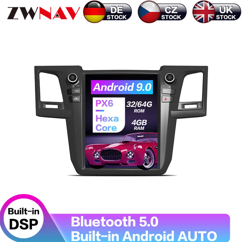 Android 9 64+ 4G Tesla с DSP Carplay Автомобильный мультимедийный плеер стерео для Toyota Fortuner 2007- Авто Стерео gps навигация